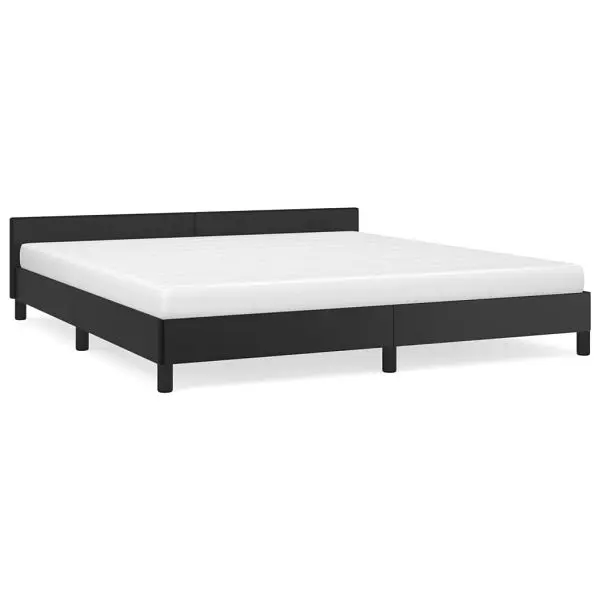 vidaXL Bed Frame Headboard Black 76"x79.9" King Faux Leather, 347533