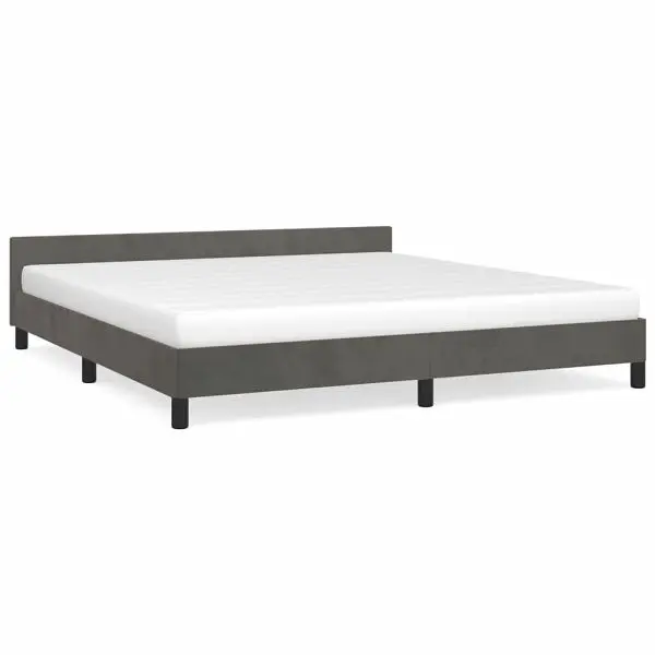 vidaXL Bed Frame Headboard Dark Gray 72"x83.9" California King Velvet, 347613