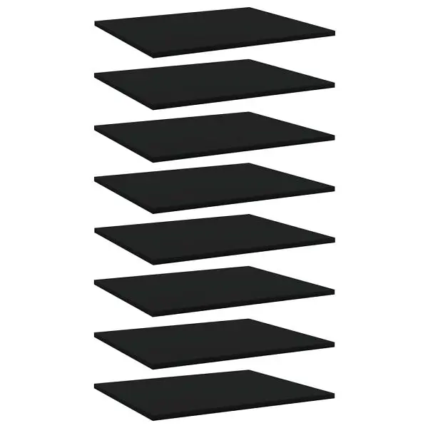 vidaXL Bookshelf Boards 8 pieces Black 23.6"x19.7"x0.6" Engineered Wood, 805269