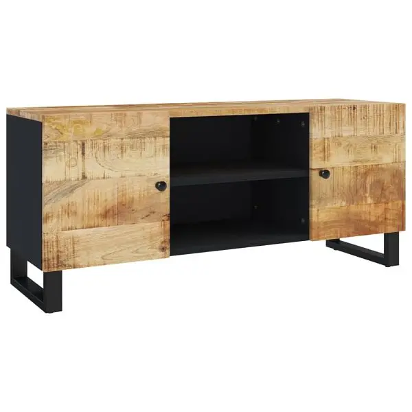 vidaXL Bright TV Stand 41.3"x13"x18.1" Solid Wood Mango, Black colored, 345220