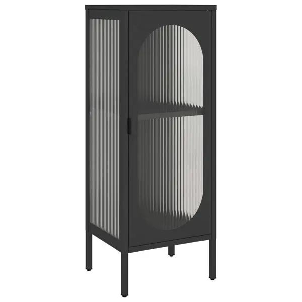 vidaXL Deluxe Sideboard Black 15.7"x13.8"x41.3" Glass and Steel, 352999