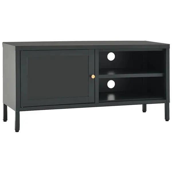 vidaXL Durable TV Stand Anthracite 35.4"x11.8"x17.3" Spring Steel and Glass, 336057