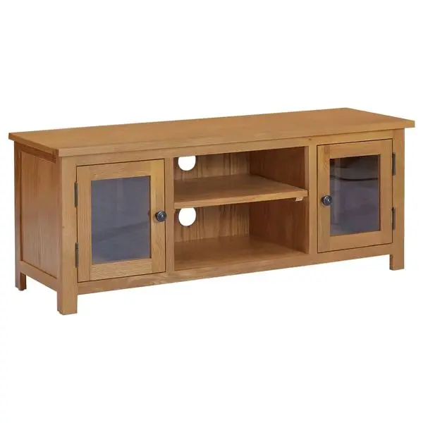 vidaXL Expert TV Stand 43.3"x13.8"x17.3" Solid Oak Wood, Walnut colored, 327435