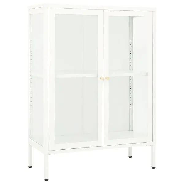 vidaXL Extended-Life Sideboard White 29.5"x13.8"x41.3" Steel and Glass, 336071