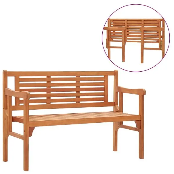 vidaXL Foldable Patio Bench 47.2" Solid Wood Eucalyptus, Espresso colored, 47293