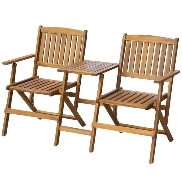 vidaXL Folding Patio Bench Tea Table 55.1" Solid Acacia Wood, Brown colored, 42654