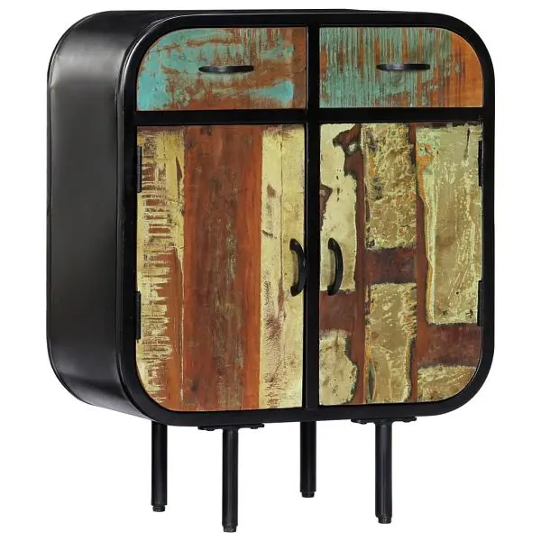 vidaXL Glow Sideboard 23.6"x11.8"x29.5" Solid Reclaimed Wood, Multicolour colored, 247919