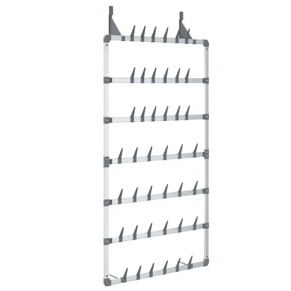 vidaXL Hardened Hanging Shoe Rack Silver 26"x5.1"x54.7", Material: Aluminium, PS (polystyrene), PA (polyami...