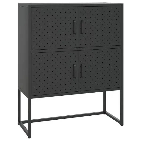 vidaXL Highboard Black 31.5"x13.8"x39.4" High-Carbon Steel, Attributes levellers on bottom, 335880
