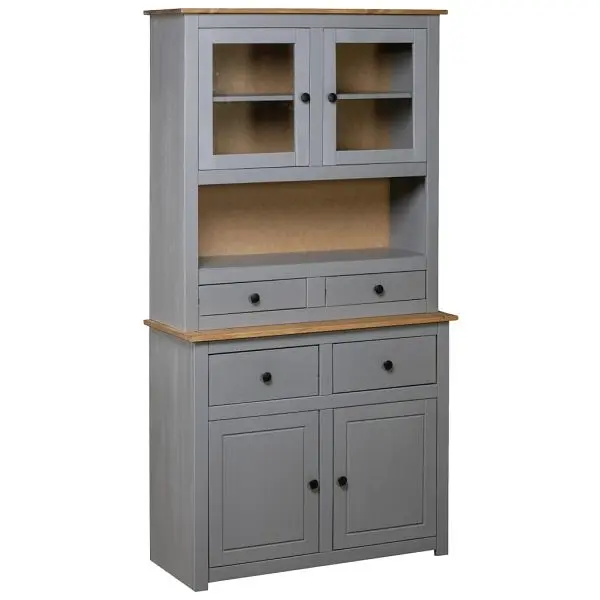 vidaXL Highboard Gray 36.6"x15.9"x70.9" Solid Clevis Pine Panama Range, 282701