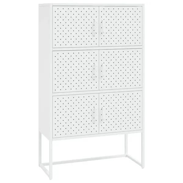vidaXL Highboard White 31.5"x13.8"x53.1" Steel, Attributes levellers on bottom, 335878