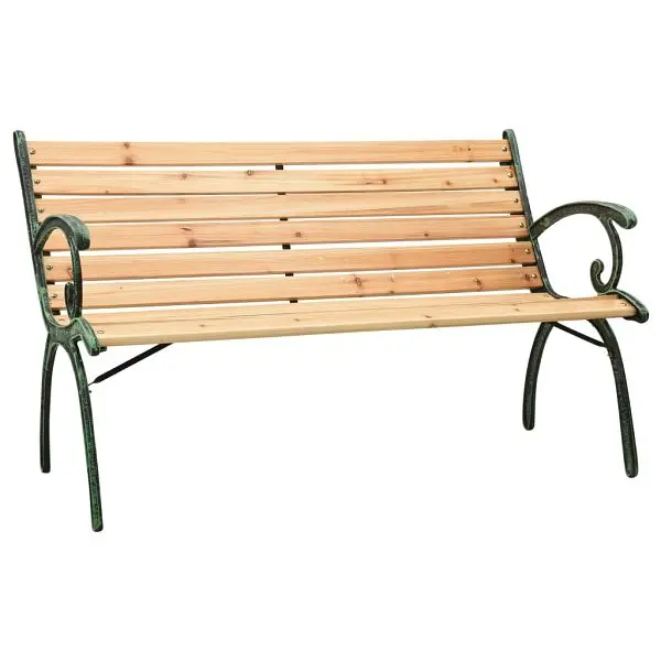vidaXL High-Visibility Patio Bench 48.4" Cast Iron and Solid Firwood, Brown colored, 312032