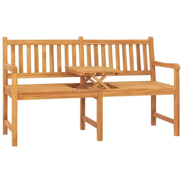 vidaXL Modern 3-Seater Patio Bench Table 59.1" Solid Teak Wood, Bronze colored, 316631