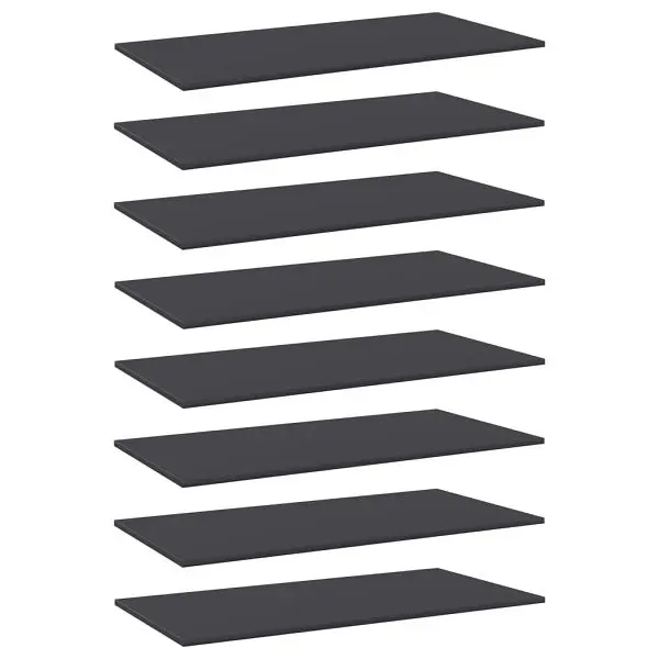 vidaXL Multi-Purpose Bookshelf Boards 8 pieces Gray 31.5"x11.8"x0.6" Engineered Wood, 805319