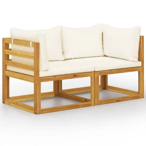 vidaXL OSHA-Compliant 2-seater Patio Bench Cream White Cushions, 3068852