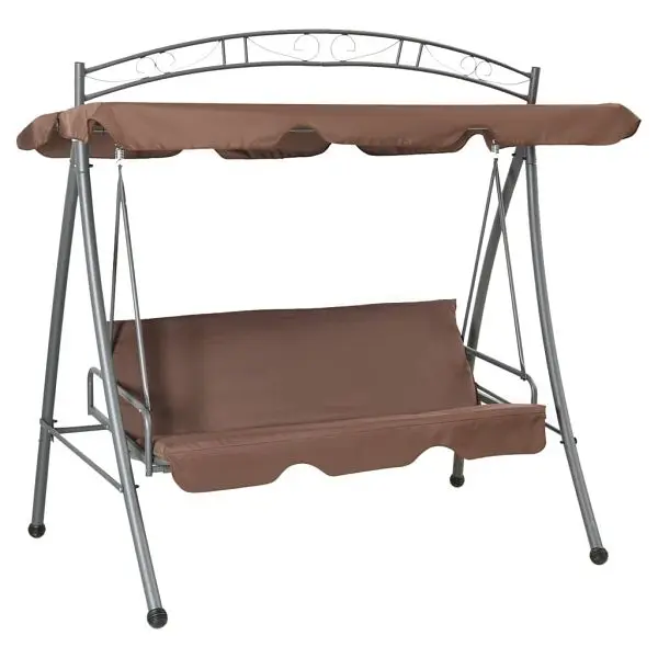 vidaXL Outdoor Convertible Swing Bench Canopy Coffee, Bronze colored, 43242