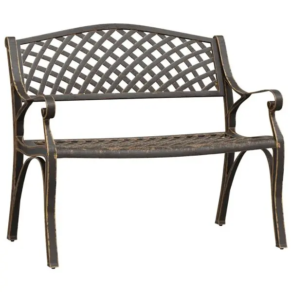 vidaXL Patio Bench 40.2" Cast Aluminum Bronze, Brown colored, 317747