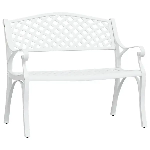 vidaXL Patio Bench 40.2"Bright White, Material: Cast aluminum, cast iron, 317746