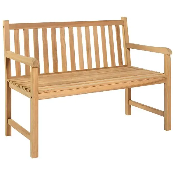 vidaXL Patio Bench 44.9" Solid Teak Wood, Espresso colored supportrest, 316622