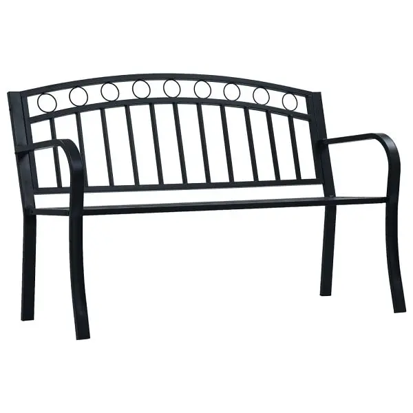 vidaXL Patio Bench 49.2" Carbon Black Mild Steel, vertical design circles, 47945