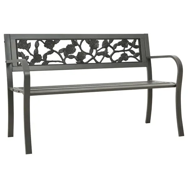 vidaXL Patio Bench 49.2" Carbon Steel Charcoal, Rose design, 312038