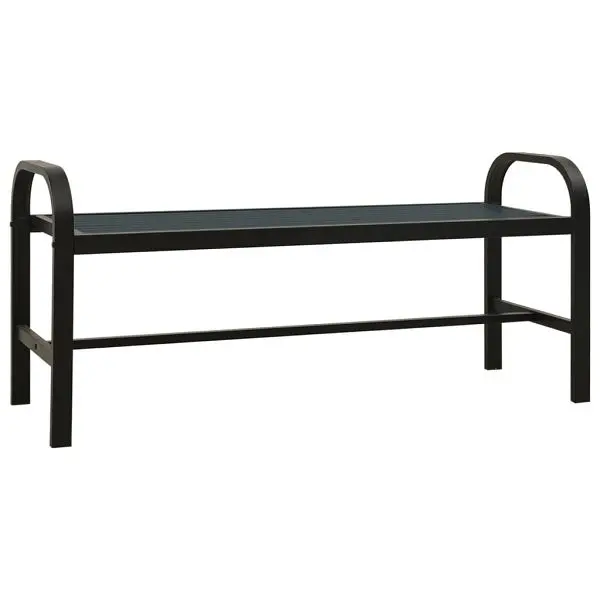 vidaXL Patio Bench 49" x 15.9" x 22.2" Mild Steel and WPC Black, 317137