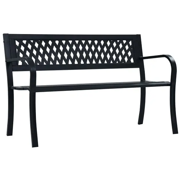 vidaXL Patio Bench Black 44.1" x 21.5" x 28.7" Steel, 319582