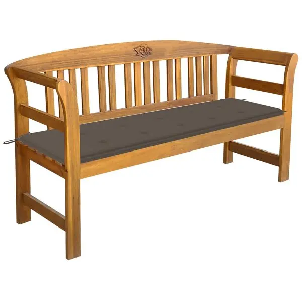 vidaXL Patio Bench Cushion 61.8" Solid Acacia Wood, Taupe colored, 3064274
