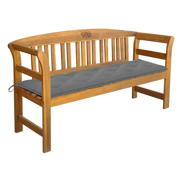 vidaXL Patio Bench Cushion 61.8" Solid Acacia Wood, Gray colored, high seat cushion, 3064282