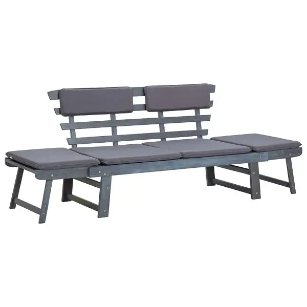 vidaXL Patio Bench Cushions 2--1 74.8" Charcoal Solid Acacia Wood, 312119