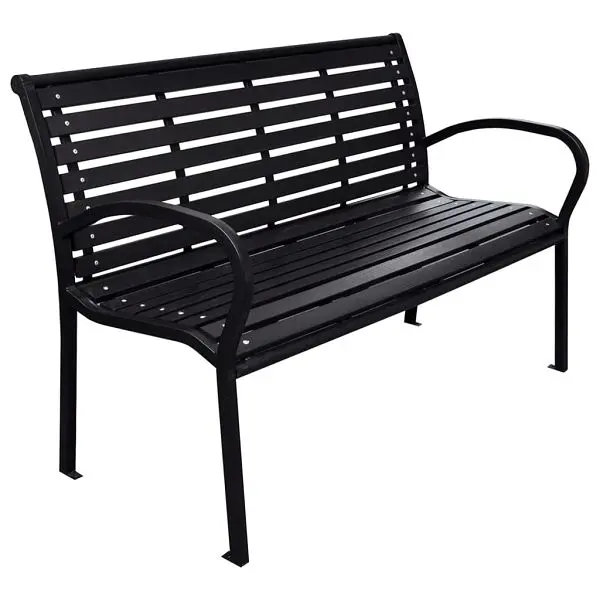 vidaXL Patio Bench Matte Black 45.7", Material: WPC (Wood plastic composites), steel, 319578