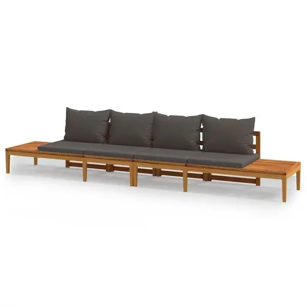 vidaXL Patio Benches Dark Slate Gray Cushions 2 pieces Acacia Wood, 3087281