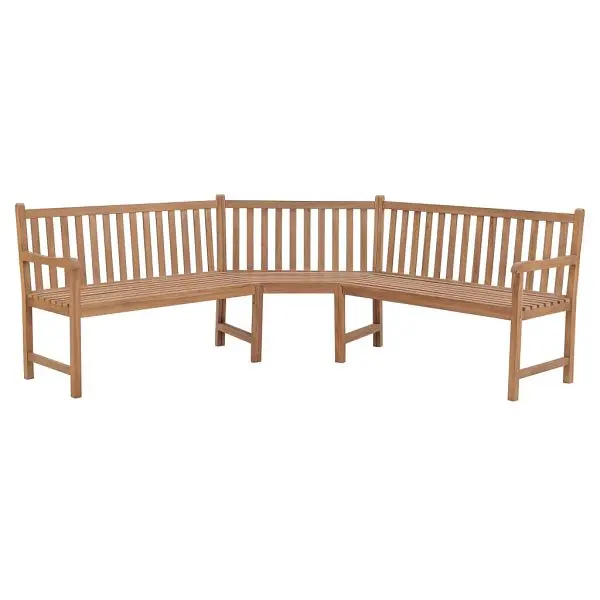 vidaXL Patio Corner Bench 72.8"x72.8"x35.4" Solid Teak Wood, Bronze colored, 316625