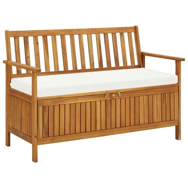 vidaXL Patio Storage Bench Solid Acacia Wood 47.2"x24.8"x33.1", Walnut colored, 44126