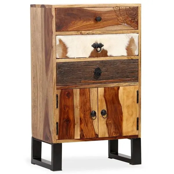 vidaXL Powerful Sideboard Solid Sheesham Wood 19.7"x11.8"x33.9", Brown colored, 244934