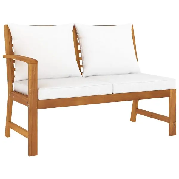 vidaXL Protected Patio Bench 45.1" Cream Cushion Solid Acacia Wood, Espresso colored, 311836