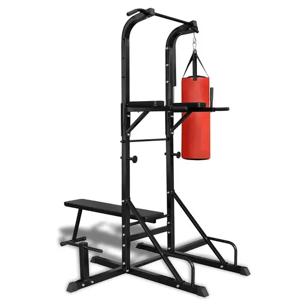 vidaXL Secure Power Tower Sit-up Bench and Boxing Bag, 90667