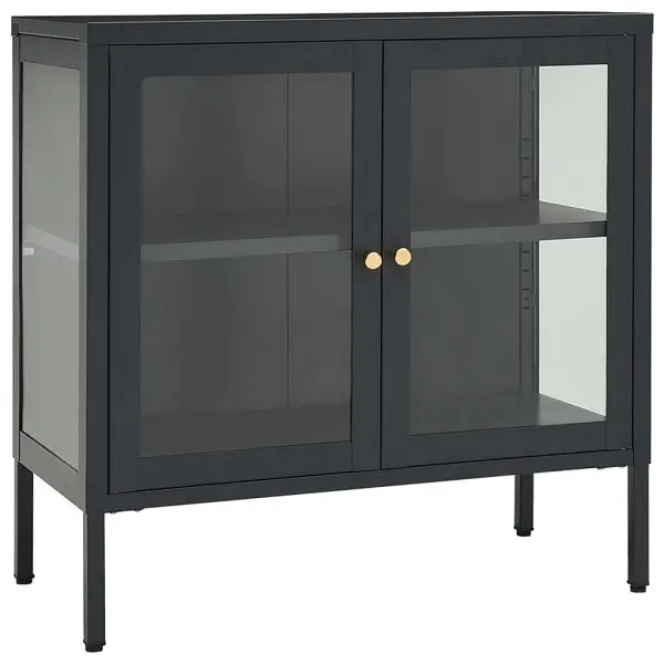 vidaXL Sideboard Anthracite 27.6"x13.8"x27.6" Steel and Glass, 336066