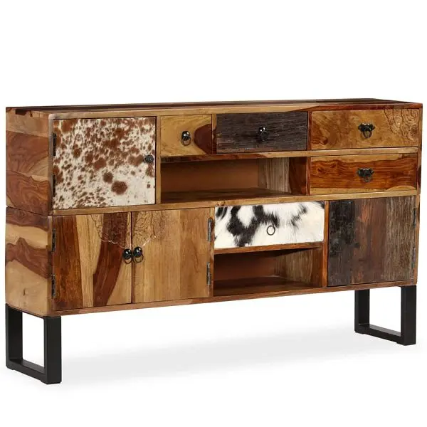 vidaXL Sideboard Solid Sheesham Wood 55.1"x11.8"x31.5", Chocolate colored, 244931