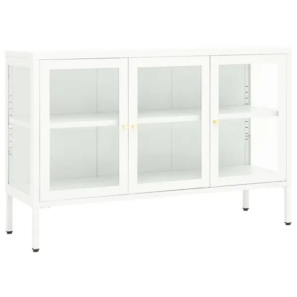 vidaXL Sideboard White 41.3"x13.8"x27.6" Carbon Steel and Glass, 336068