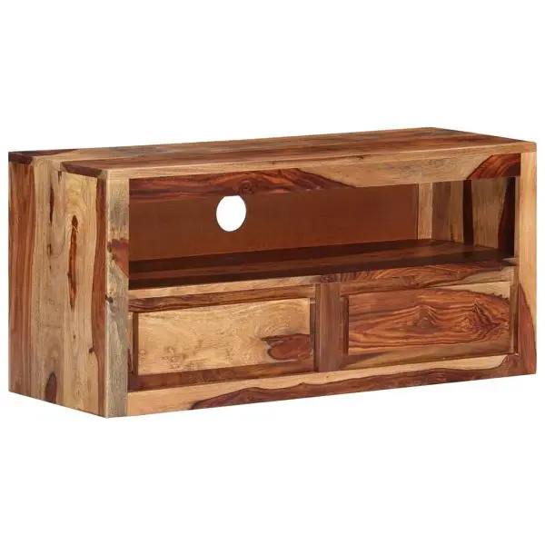 vidaXL TV Stand 34.6"x11.8"x15.7" Solid Wood, Beige colored, 320198