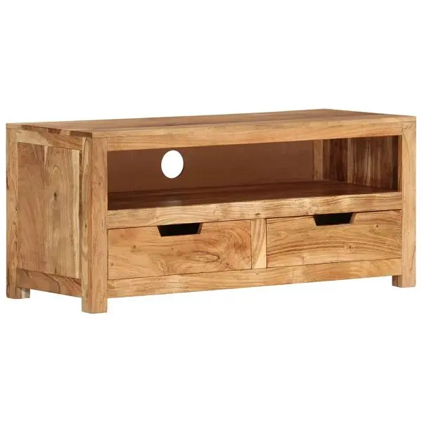 vidaXL TV Stand 34.6"x13.8"x15.7" Solid Wood Acacia, Brown colored, 338433