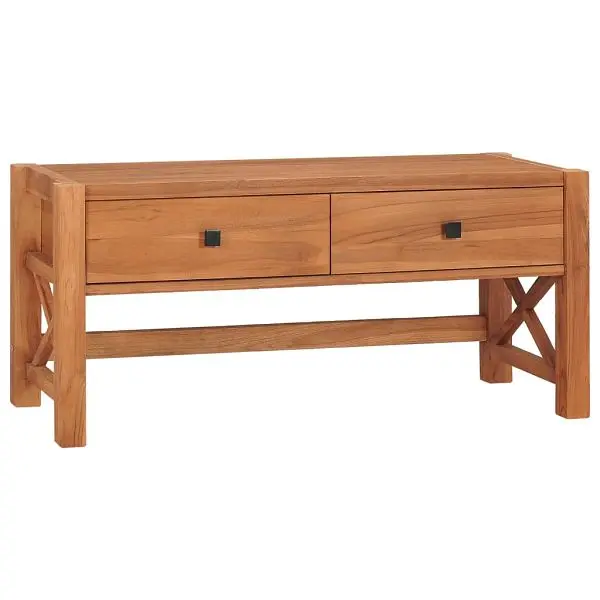 vidaXL TV Stand 39.4"x15.7"x17.7" Teak Wood, Brown colored, 325266