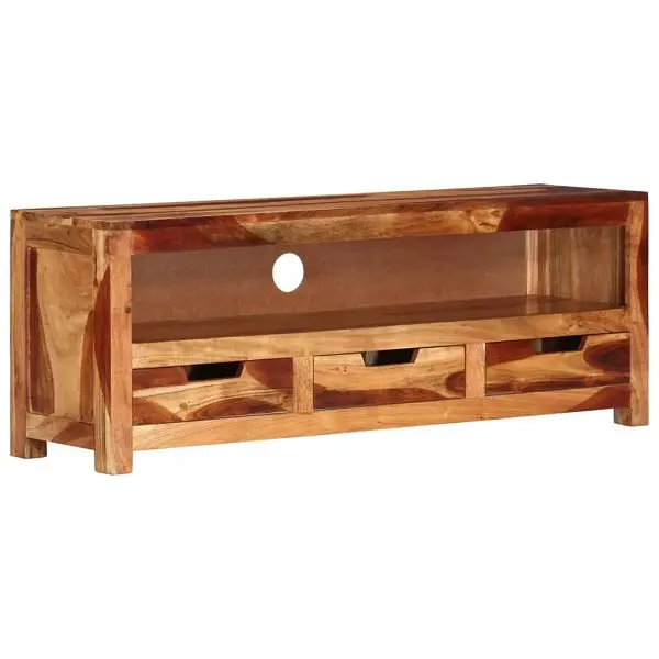 vidaXL TV Stand 43.3"x11.8"x15.7" Solid Wood Acacia, Brown colored, 339508