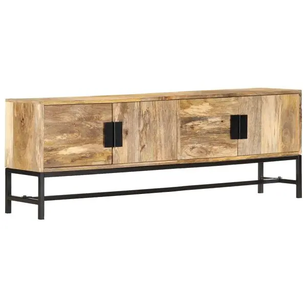 vidaXL TV Stand 55.1"x11.8"x19.7" Solid Wood Mango, Chocolate colored, 285863