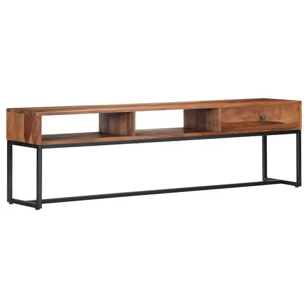 vidaXL TV Stand 63"x11.8"x17.7" Solid Wood Sheesham, Chocolate colored, 247466