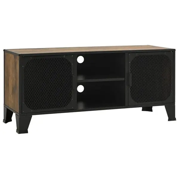 vidaXL TV Stand Rustic Walnut 41.3"x14.2"x18.5" Metal and MDF, 335909