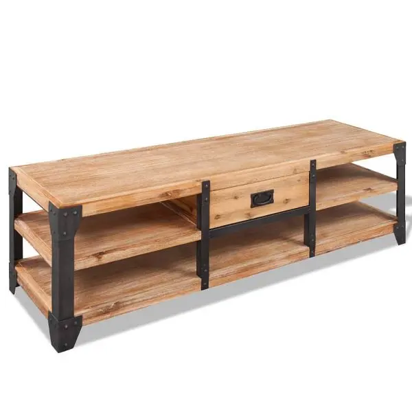 vidaXL TV Stand Solid Acacia Wood 55.1"x15.7"x17.7", Brown colored, 243913
