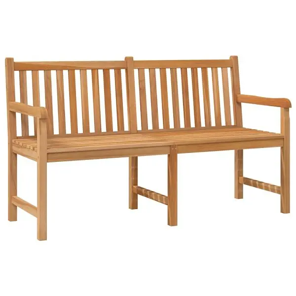 vidaXL Standard Patio Bench 59.1" Solid Teak Wood, Brown colored, supportrest and armrest, 316623