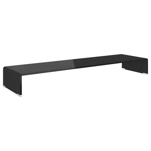 vidaXL TV Stand/Track Riser Glass Midnight Black 43.3"x11.8"x5.1", 244140